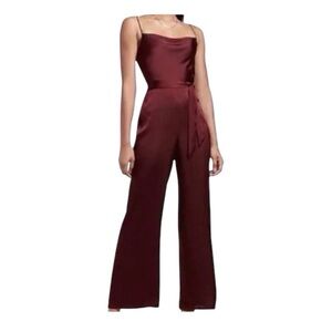 Chocolate Brown Cowl Neck Satin Jumpsuit